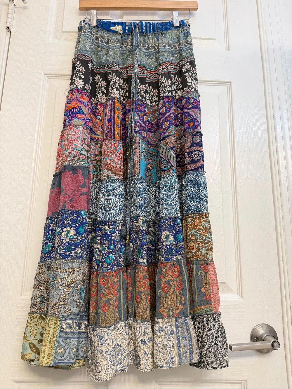 Karma Highway One Size Patchwork Boho Maxi Skirt Festival Hippie - Picture 2 of 7